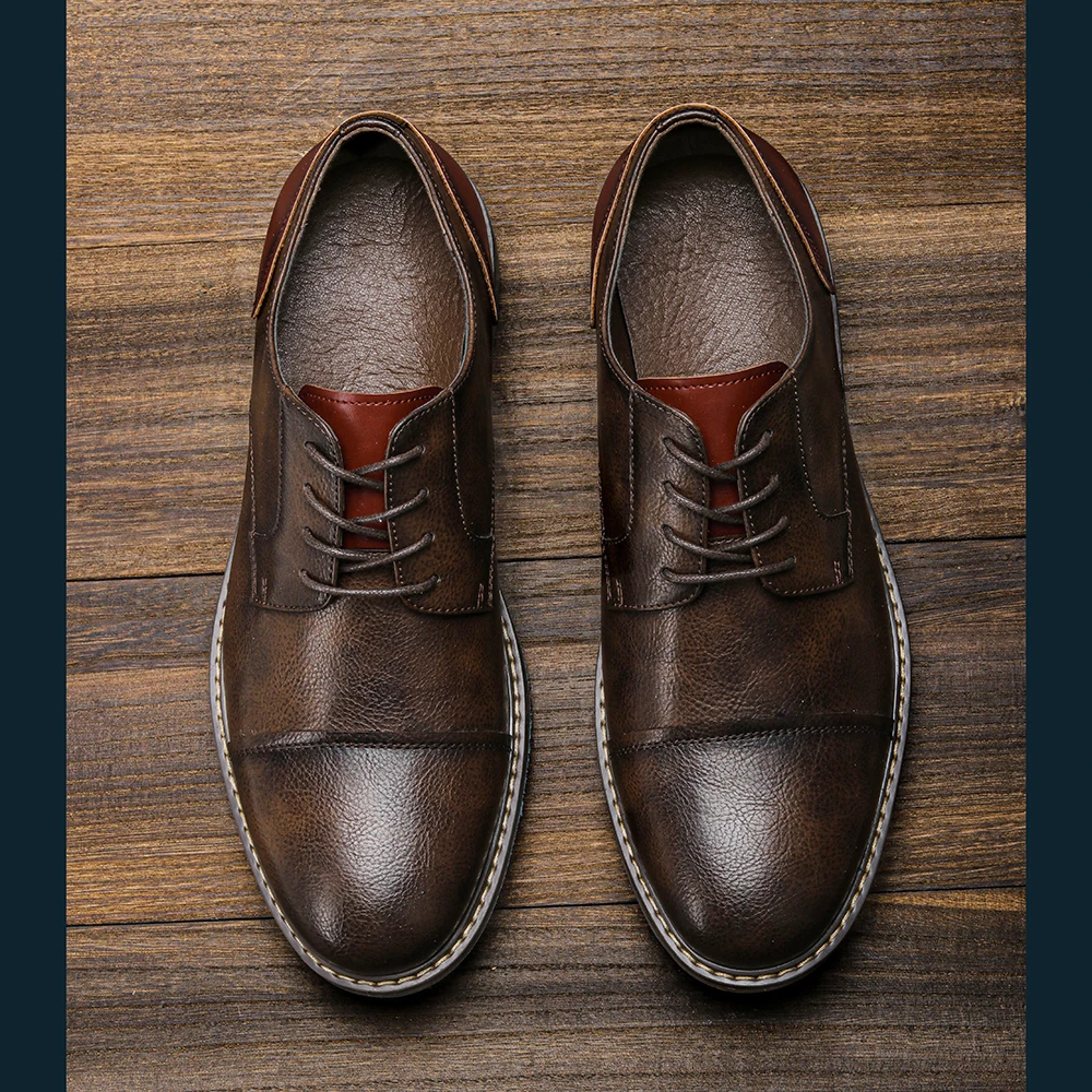 Мужская кожаная повседневная обувь Обувь в британском ретро стиле Модельные