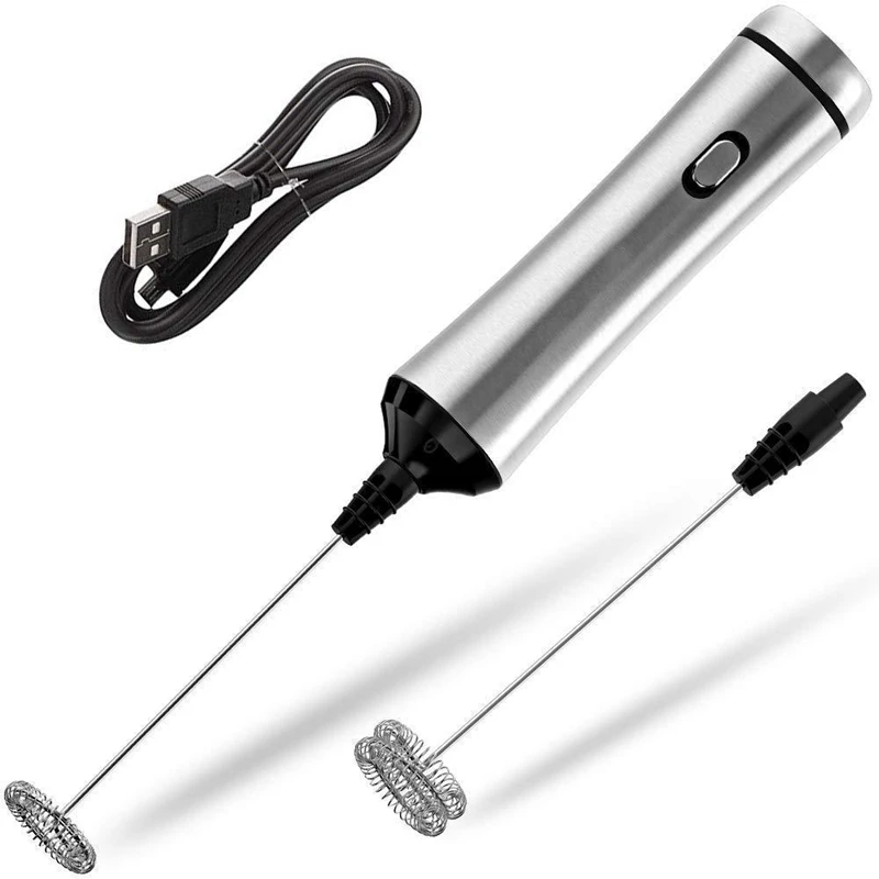 Usb Chargeable Double Spring Whisk Head Electric Milk Frother Stainless Steel Handheld Milk Foamer Drink Mixer Two Speeds
Usb Chargeable Double Spring Whisk Head Electric Milk Frother Stainless Steel Handheld Milk Foamer Drink Mixer Two Speeds