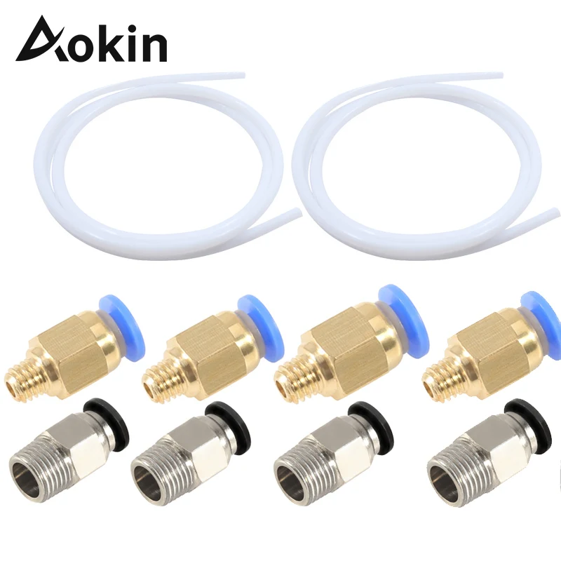 Aokin 2 шт. ГОРЛОВАЯ Трубка PTFE м с 4 стандартного фитинга + для 3D принтера нить 1 75