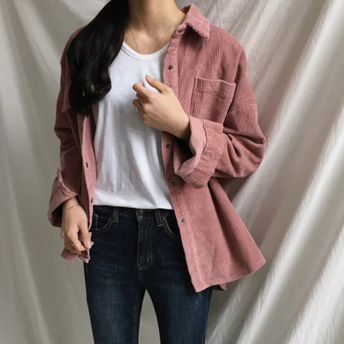 2 Colors New Spring Harajuku Casual Bloom Tops Loose Wild Vintage Corduroy Shirt Female College Style Oversized Women Shirt Tops
2 Colors New Spring Harajuku Casual Bloom Tops Loose Wild Vintage Corduroy Shirt Female College Style Oversized Women Shirt Tops