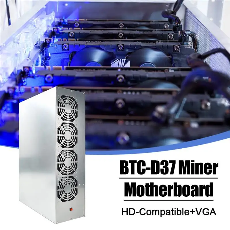 

For Mining ETH ETC ZEC Ethereum Rig A Set Miner Case BTC-D37 Chassis with 4 Fans Motherboard 8 Slots 4GB DDR 128GB SSD 1800W PSU