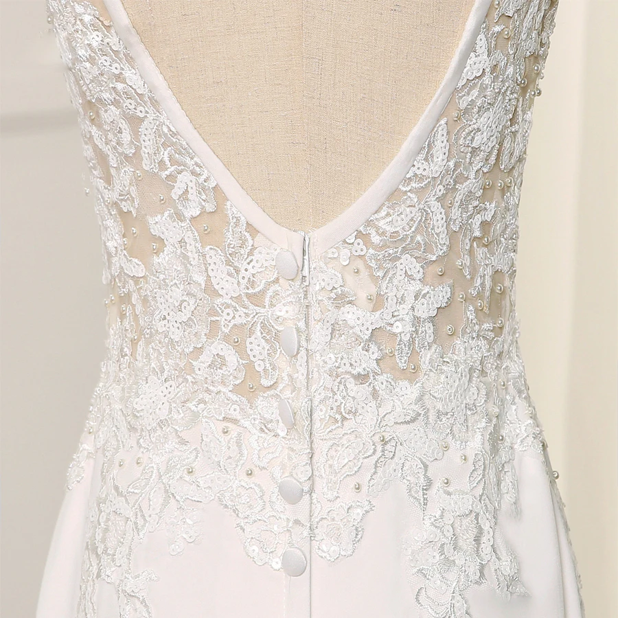 Jiayigong Sexy Mermaid Wedding Dress V-neck Sleeveless Sweep Train Elasitc Wedding Gowns Applique Pearls Robe De Mariage
Jiayigong Sexy Mermaid Wedding Dress V-neck Sleeveless Sweep Train Elasitc Wedding Gowns Applique Pearls Robe De Mariage