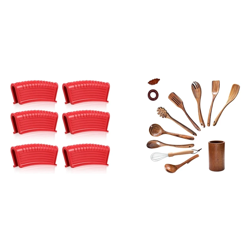 6 Pieces Silicone Assist Handle Holder Hot Pan Skillet Handle Cover & 1Set Wooden Spoons
6 Pieces Silicone Assist Handle Holder Hot Pan Skillet Handle Cover & 1Set Wooden Spoons