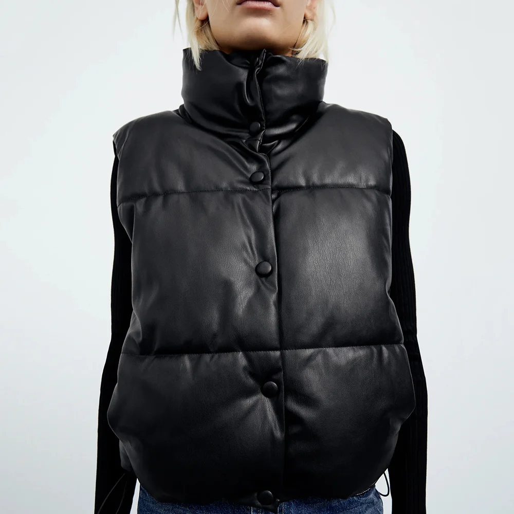 Black Stand Collar Vests Women Fashion Zipper PU Leather Coats Women Elegant Autumn Winter Short Vest Female Chalecos Para Mujer
Black Stand Collar Vests Women Fashion Zipper PU Leather Coats Women Elegant Autumn Winter Short Vest Female Chalecos Para Mujer