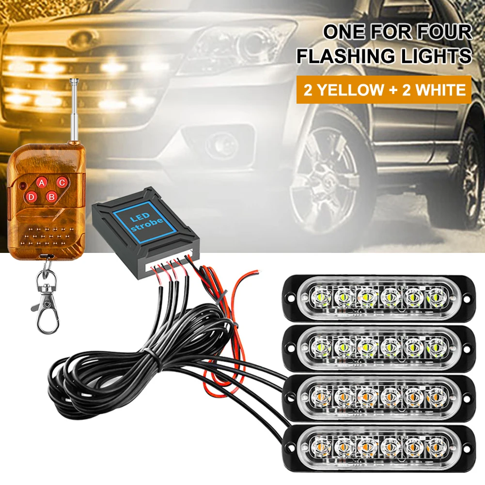 4 In 1 LED Emergency Warning Light 12-24V 6LED Strobe Light Amber/White with Remote Police Flash Grille Light for Car Truck Boat
4 In 1 LED Emergency Warning Light 12-24V 6LED Strobe Light Amber/White with Remote Police Flash Grille Light for Car Truck Boat