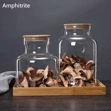 3800ml Bamboo Glass Cap Storage Bottles Large Containers Of Food Beans Tea Beans Of Coffee Containers Sweet Bottle Container