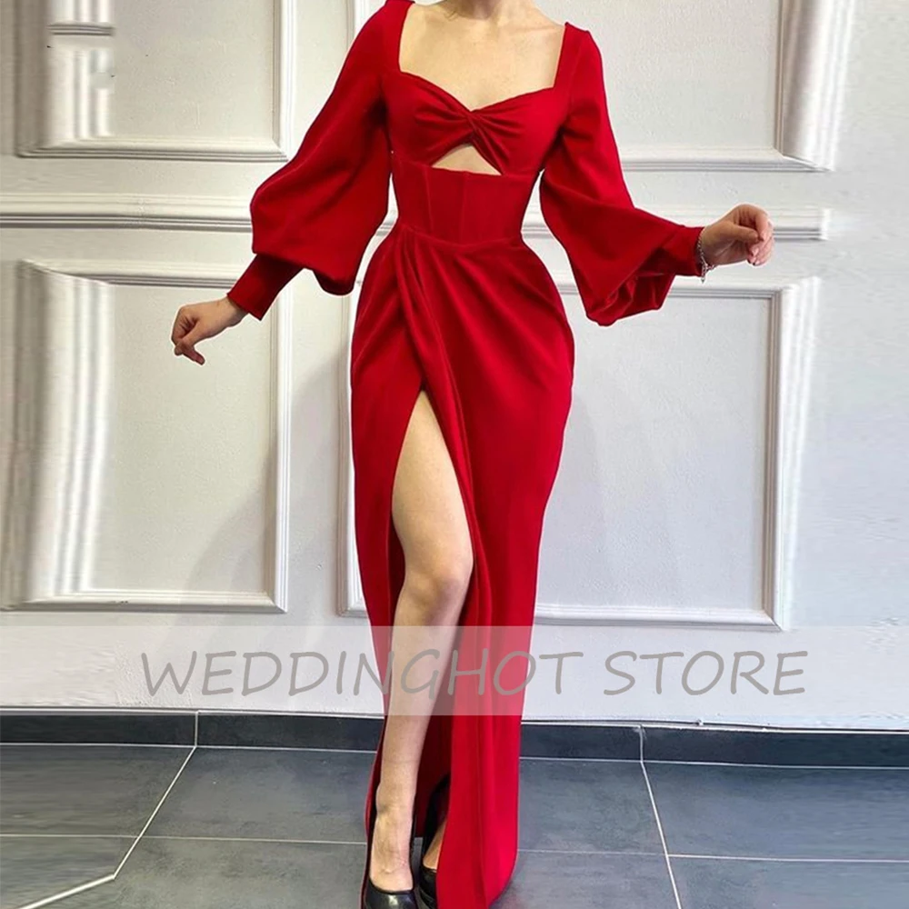 Red Slit Evening Dresses Long 2021 Satin Simple Sweetheart Long Sleeves Mermaid Prom Gown Sexy Bodice Custom Vestidos de fiesta
Red Slit Evening Dresses Long 2021 Satin Simple Sweetheart Long Sleeves Mermaid Prom Gown Sexy Bodice Custom Vestidos de fiesta