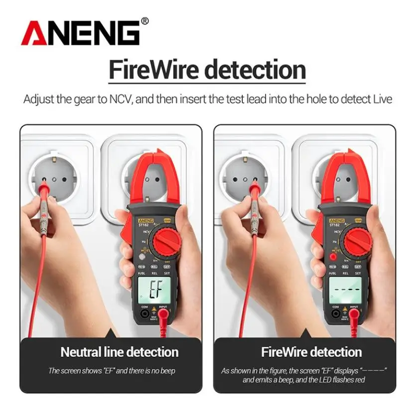 ANENG ST182 Digital Clamp Meter AC Current Multimeter DC/AC Voltage Ammeter Voltages Tester Amp Hz Capacitance NCV Ohm Test 
ANENG ST182 Digital Clamp Meter AC Current Multimeter DC/AC Voltage Ammeter Voltages Tester Amp Hz Capacitance NCV Ohm Test