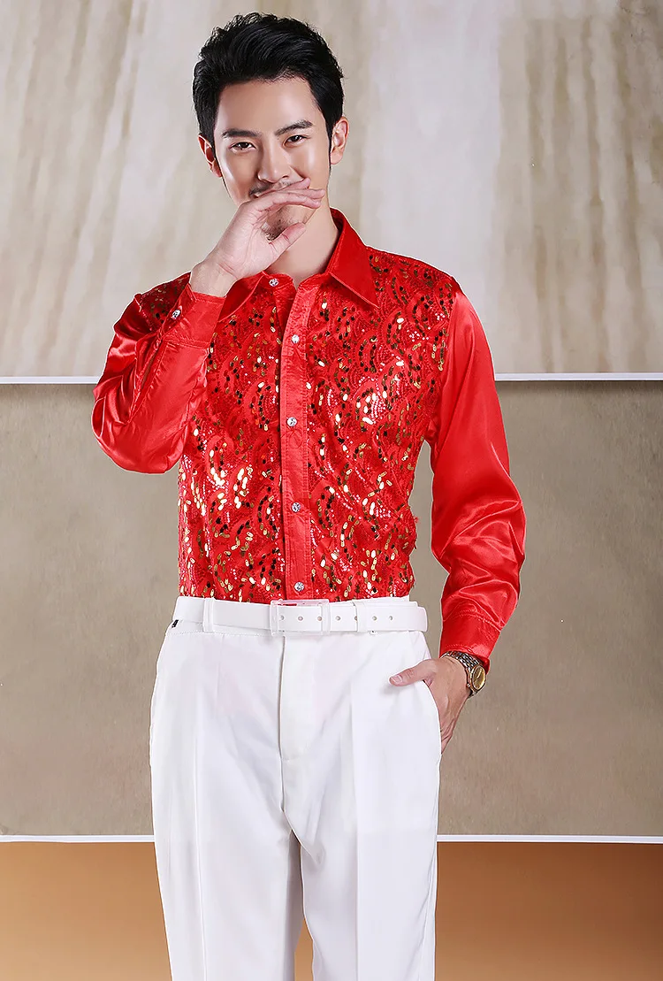 Men's performance sequins shirt stage costumes literary evening hosted dance performance chorus shirt long sleeve dress shirt
Men's performance sequins shirt stage costumes literary evening hosted dance performance chorus shirt long sleeve dress shirt