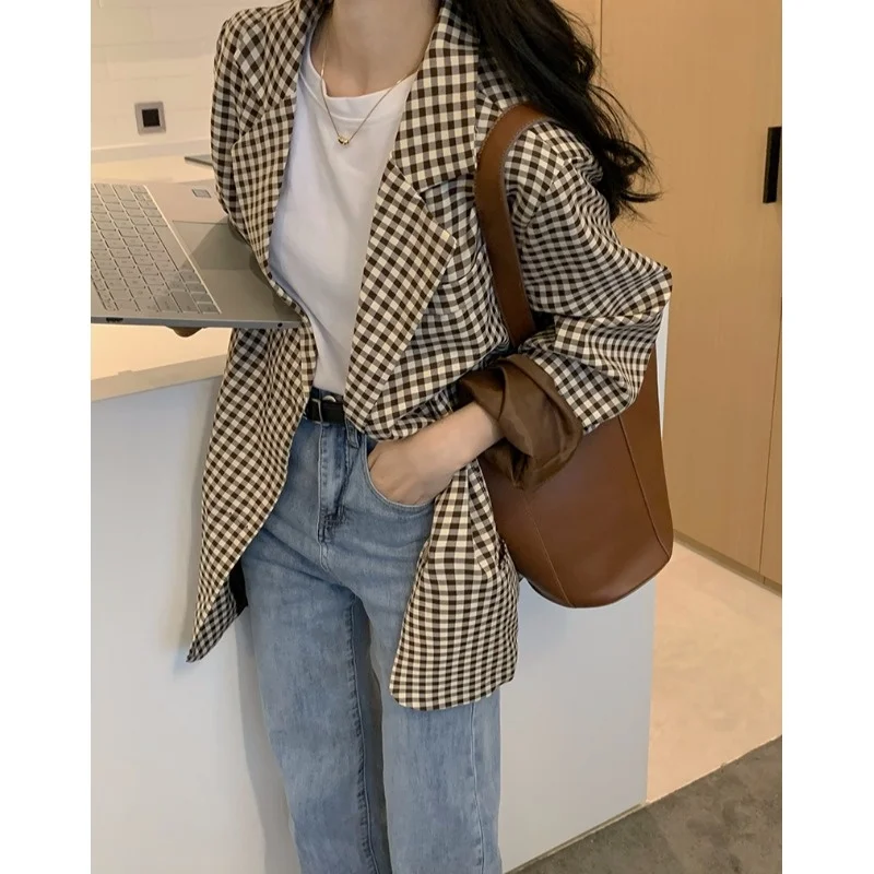 Plaid Blazer Women's Spring and Autumn 2021 New Korean Style Loose Design Small Temperament Street Suit
Plaid Blazer Women's Spring and Autumn 2021 New Korean Style Loose Design Small Temperament Street Suit