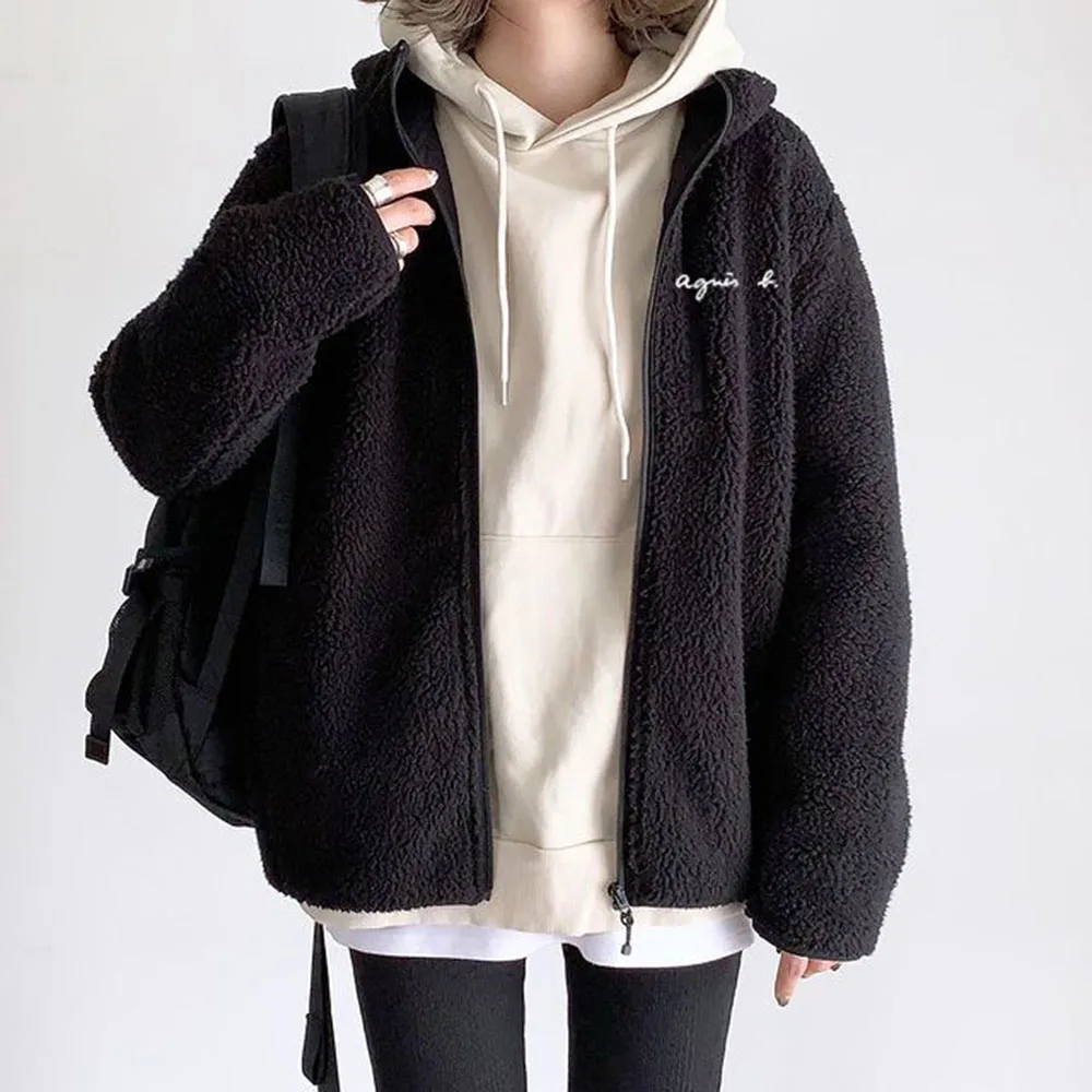 New Zipper Long Sleeve Hooded Women's Jacket Polar Fleece Autumn Winter Warm Ladies Fashion Overcoat Black Solid Casual Coats
New Zipper Long Sleeve Hooded Women's Jacket Polar Fleece Autumn Winter Warm Ladies Fashion Overcoat Black Solid Casual Coats