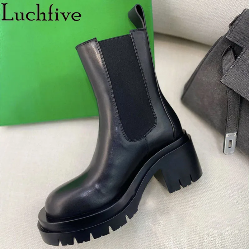 Elastic Slip-on Falshion Boots Women Black Real leather Chunky High Heel Ankle Boots 2021 Winter Hot Sale Martin Boots Mujer
Elastic Slip-on Falshion Boots Women Black Real leather Chunky High Heel Ankle Boots 2021 Winter Hot Sale Martin Boots Mujer