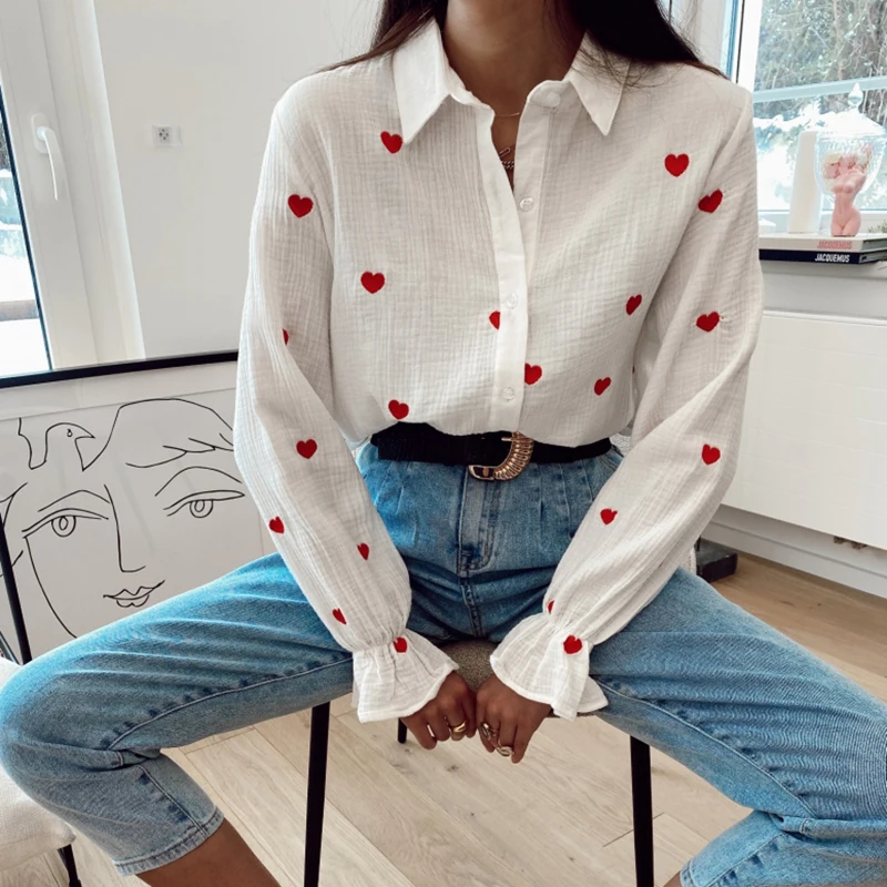 Embroidery Tops LadiesFashion New Casual Turn Down Collar Blouses Women Elegant Long Sleeve Shirts Women Red Heart
Embroidery Tops LadiesFashion New Casual Turn Down Collar Blouses Women Elegant Long Sleeve Shirts Women Red Heart