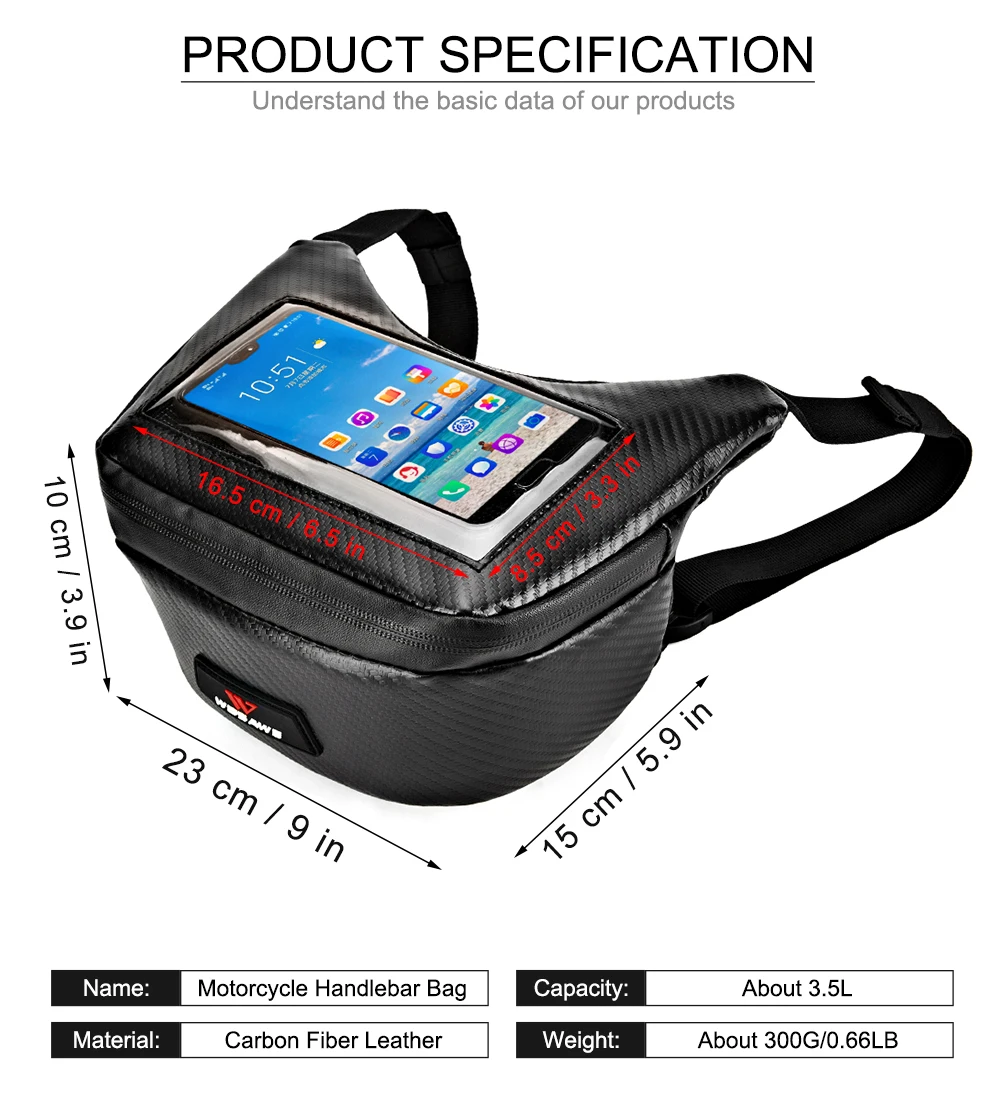 WOSAWE Waterproof Motorcycle Front Bag Mobile Phone Touch Screen Storage Bag Moto Motocross Motorcycle Scooter Front Bag Street
WOSAWE Waterproof Motorcycle Front Bag Mobile Phone Touch Screen Storage Bag Moto Motocross Motorcycle Scooter Front Bag Street