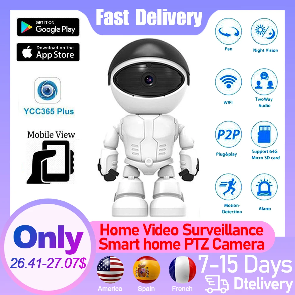 Home Video surveillance 1080P Infrared Night Vision Smart home PTZ Camera Indoor Baby Pet Security Surveillance camera with wifi
Home Video surveillance 1080P Infrared Night Vision Smart home PTZ Camera Indoor Baby Pet Security Surveillance camera with wifi