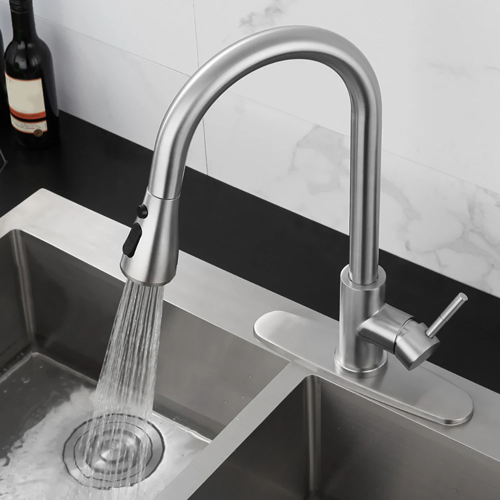 Stainless Steel Kitchen Faucet Pull Out Kitchen Tap Sink Mixer Single Handle High Arc with Brushed Nickel Pull Down Sprayer
Stainless Steel Kitchen Faucet Pull Out Kitchen Tap Sink Mixer Single Handle High Arc with Brushed Nickel Pull Down Sprayer