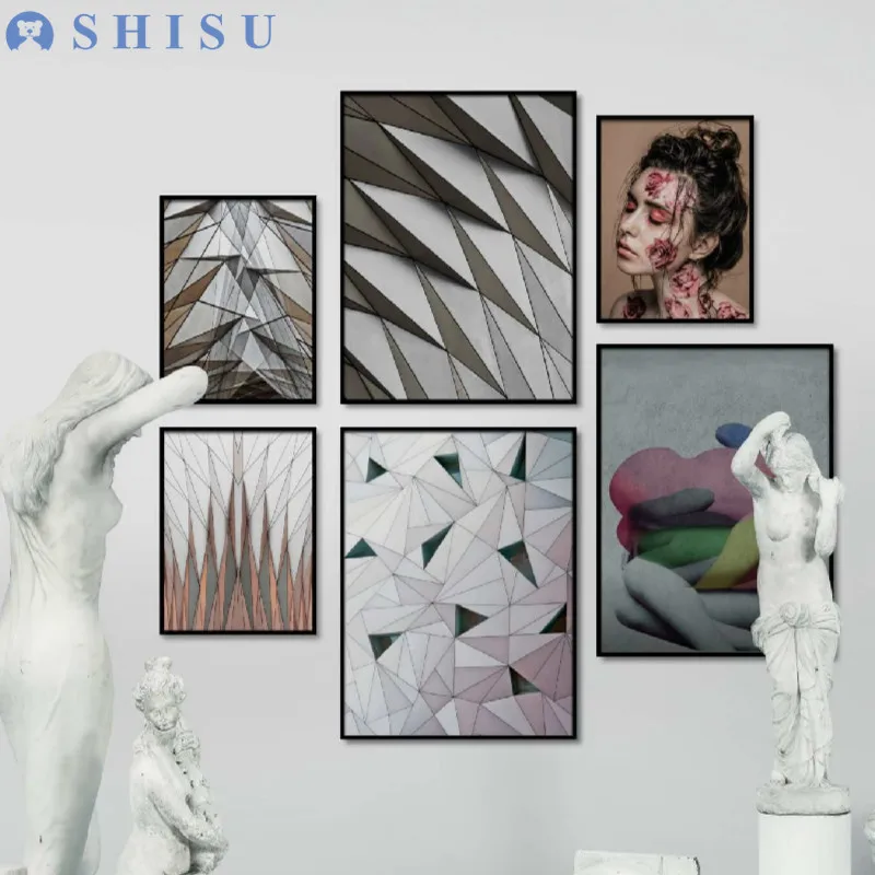 Shisu 6 шт. Роза лицо геометрический Рисунок абстрактная Печать на холсте картины