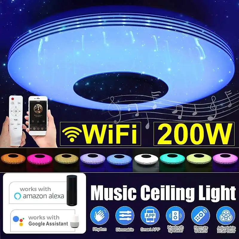200W WiFi RGB Dimmable LED Music Ceiling Light Home Lighting APP bluetooth Music Light Bedroom Smart Ceiling Lamp+Remote Control
200W WiFi RGB Dimmable LED Music Ceiling Light Home Lighting APP bluetooth Music Light Bedroom Smart Ceiling Lamp+Remote Control