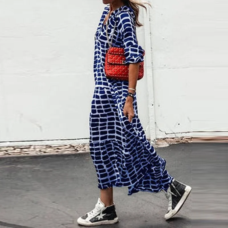 Women Dress Autumn Plaid Print V Loose National Dress for Women Vestido Feminino Fashion Plus Size Casual Woman Dress
Women Dress Autumn Plaid Print V Loose National Dress for Women Vestido Feminino Fashion Plus Size Casual Woman Dress