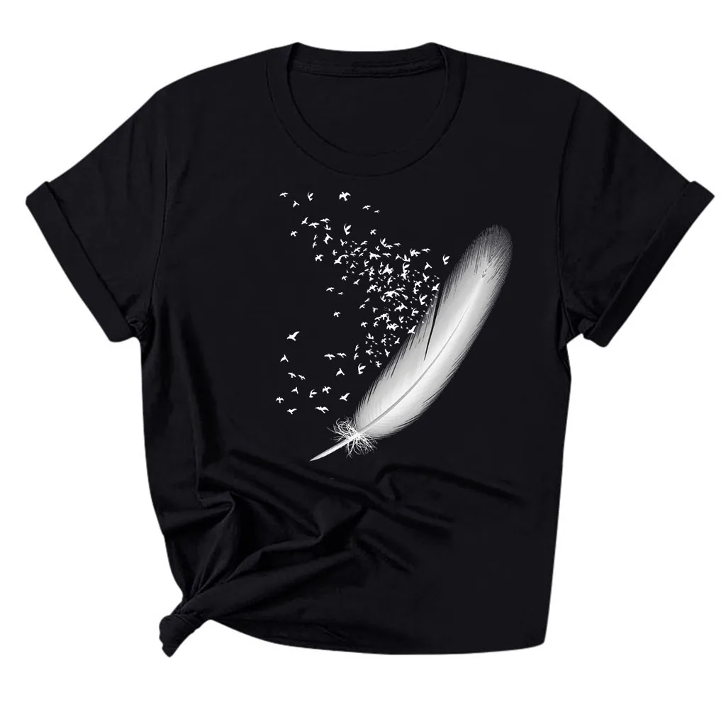Summer T-shirt For Women 2021 Fashion Feather Printing Casual O-neck Funny Tops Ladies For Lady Girl Loose Tees Shirt#35
Summer T-shirt For Women 2021 Fashion Feather Printing Casual O-neck Funny Tops Ladies For Lady Girl Loose Tees Shirt#35