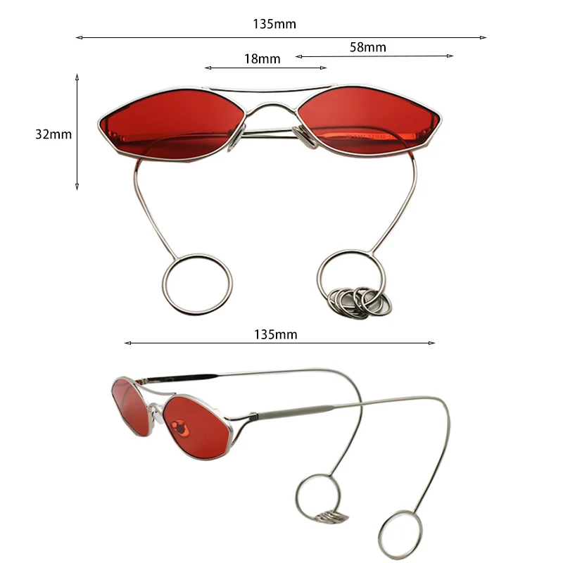 SHAUNA Unique Small Cat Eye Sunglasses Women Earring Iron Hoop Fashion Men Clear Red Purple Sun Glasses UV400 | Аксессуары для