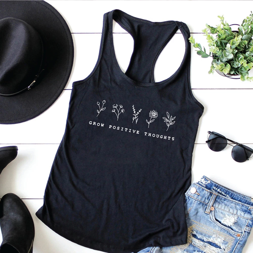 Grow Positive Thoughts Tank Tops Women Vest O Neck Sleeveless Tshirt Graphic Tees Sexy Off Shoulder Tops Racerback Dropshipping
Grow Positive Thoughts Tank Tops Women Vest O Neck Sleeveless Tshirt Graphic Tees Sexy Off Shoulder Tops Racerback Dropshipping