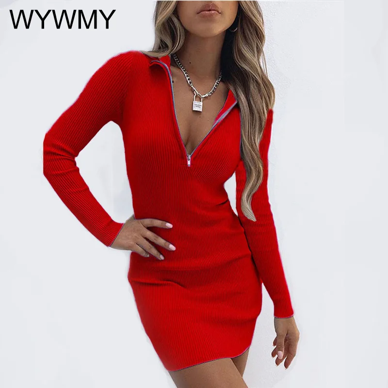 Autumn Winter Zipper V Neck Party Dress Women Casual Solid Fashion Sexy Elegant Long Sleeve Vintage Bodycon Pencil Mini Dresses
Autumn Winter Zipper V Neck Party Dress Women Casual Solid Fashion Sexy Elegant Long Sleeve Vintage Bodycon Pencil Mini Dresses