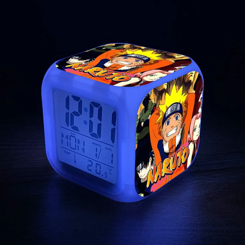 Разноцветные светодиодсветодиодный светящиеся часы в стиле аниме ночной