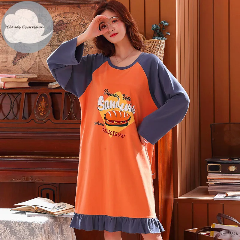 Summer New Knitted Cotton O-neck Women Full Sleeved Cartoon Sleepwear Girls Nightgown Nightwear Nightdress Sleepwear Nightgowns
Summer New Knitted Cotton O-neck Women Full Sleeved Cartoon Sleepwear Girls Nightgown Nightwear Nightdress Sleepwear Nightgowns