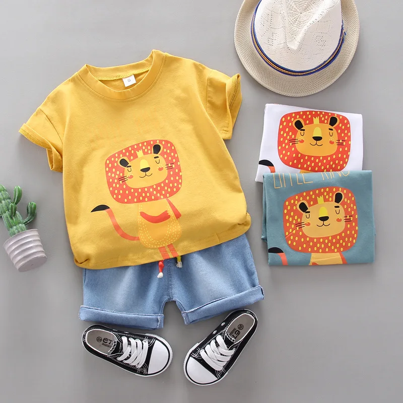 Baby Boys Fashion Casual Clothing Sets 2021 Summer Kids Girls Cute Cartoon Lion T-Shirt +denim Shorts Toddler Clothes Outfits
Baby Boys Fashion Casual Clothing Sets 2021 Summer Kids Girls Cute Cartoon Lion T-Shirt +denim Shorts Toddler Clothes Outfits