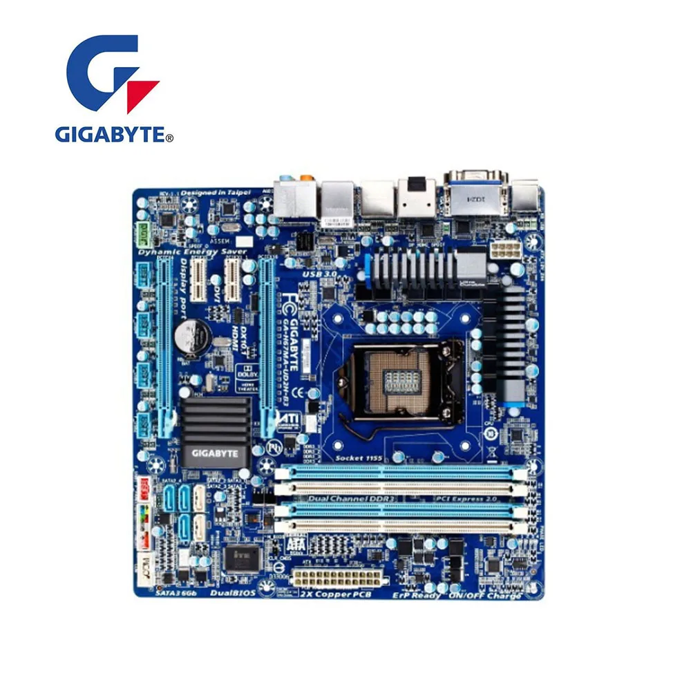 Оригинальная Материнская плата Gigabyte GA H67MA UD2H B3 Desktop H67 LGA 1155 DDR3 100% полностью