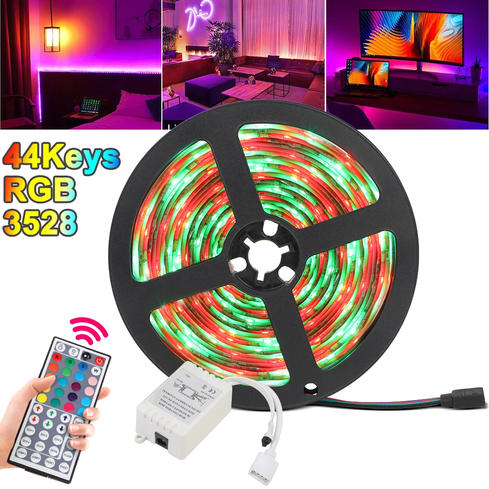 5 м 10 15 20 Светодиодная лента 3528 IP20 RGB светодиодный светильник гибкая полоса DC 12 В