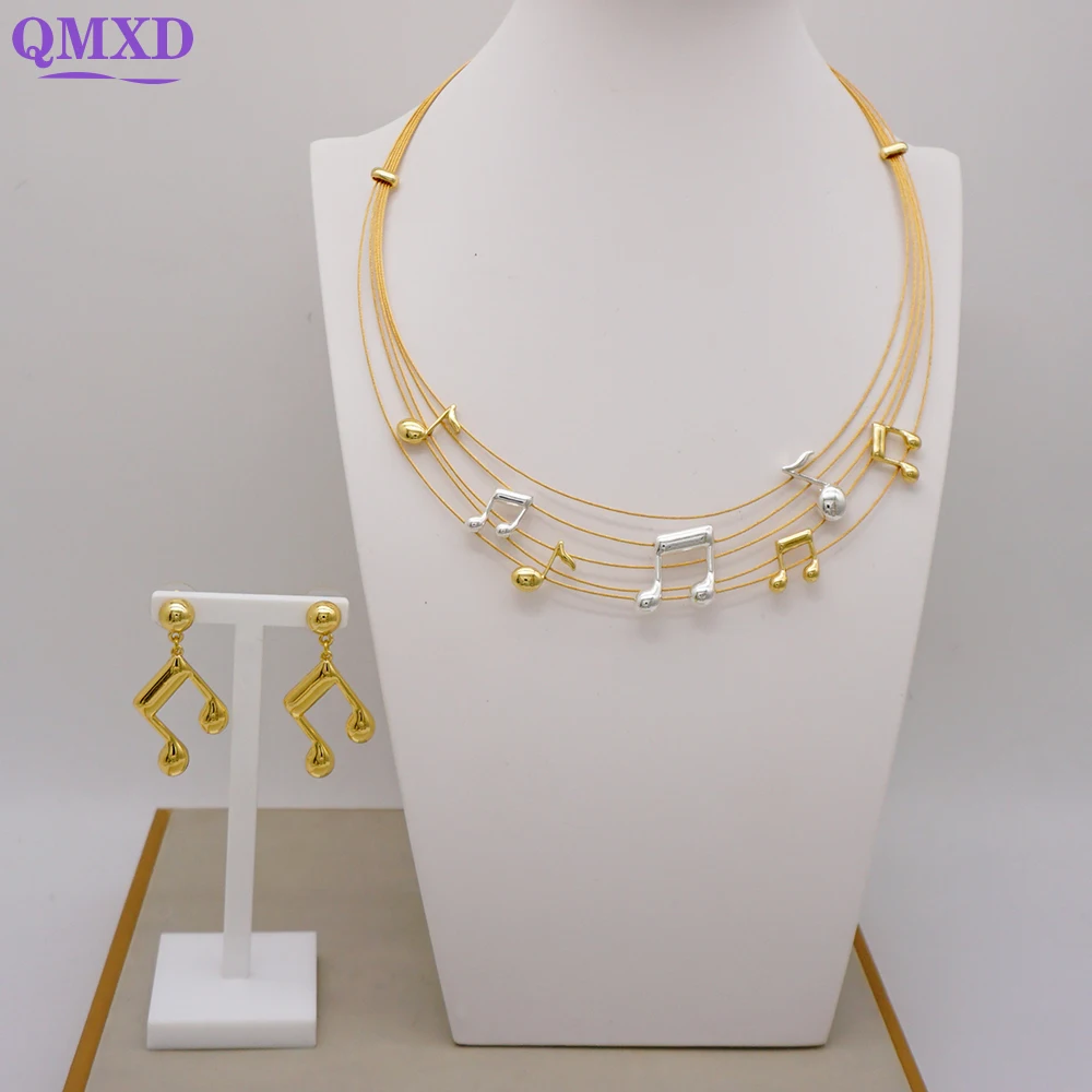 Dubai 24K Gold Plated Bridal Jewelry Sets Necklace Earrings Costume Jewellery Set Big Round Music Note Shape Jewellery Set
Dubai 24K Gold Plated Bridal Jewelry Sets Necklace Earrings Costume Jewellery Set Big Round Music Note Shape Jewellery Set