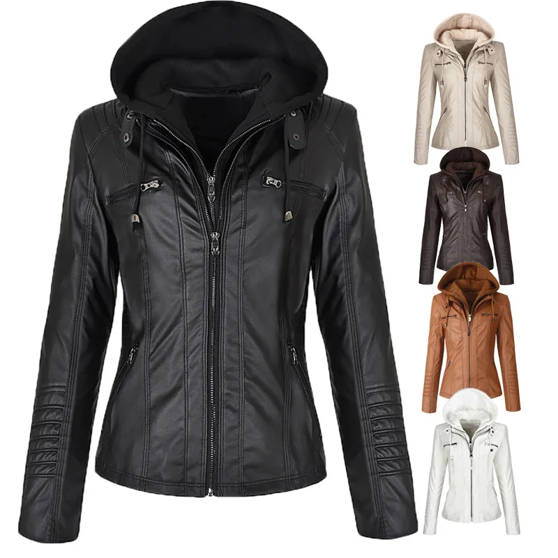 Winter Women Zipper Leather Jackets Windproof Warm Hooded Faux Leather Jackets Long Sleeve Slim Fashion Motorcycle Jackets
Winter Women Zipper Leather Jackets Windproof Warm Hooded Faux Leather Jackets Long Sleeve Slim Fashion Motorcycle Jackets
