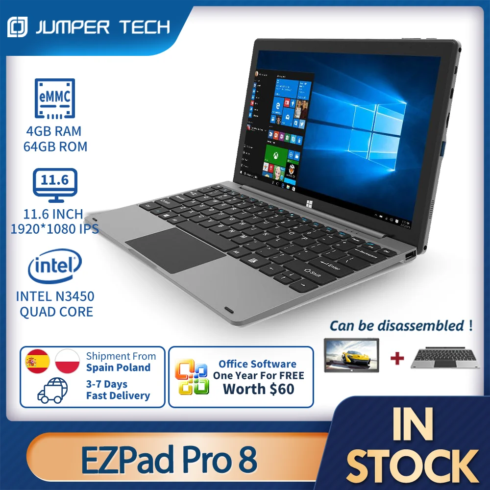 

Notebook Jumper EZPad Pro8 11.6 inch1920*1080 IPS 4GB RAM 64GB ROM Touch Screen Tablets With Keyboard Ezbook Windows10 Tables