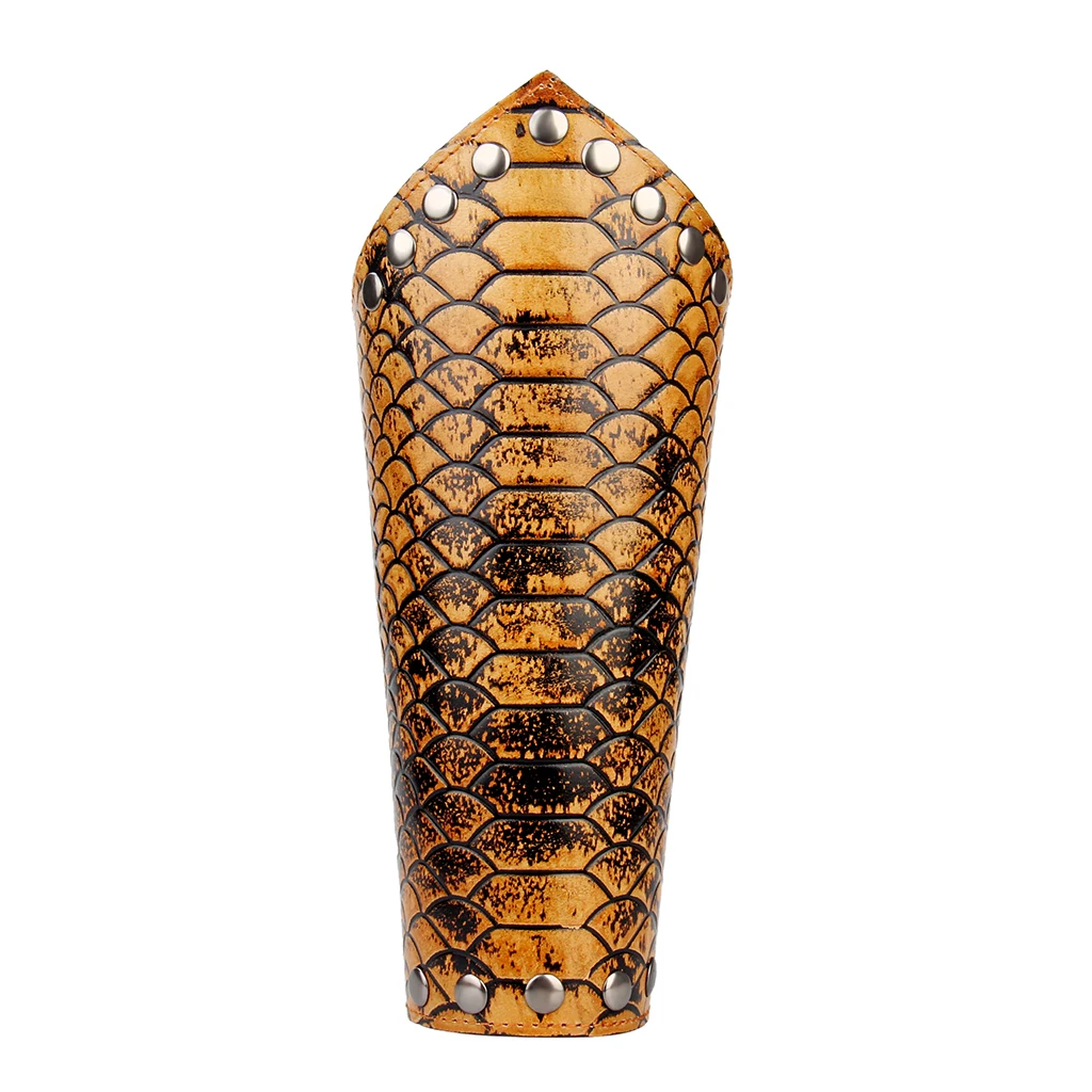 Embossed Leather Gauntlet for Men Wristband Wide Bracer Arm - Red | Украшения и аксессуары