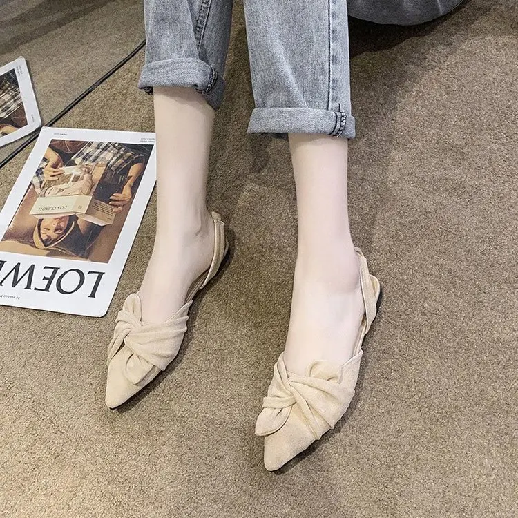 MCCKLE / женские тапочки из флока с бантом туфли босоножки модные на низком каблуке