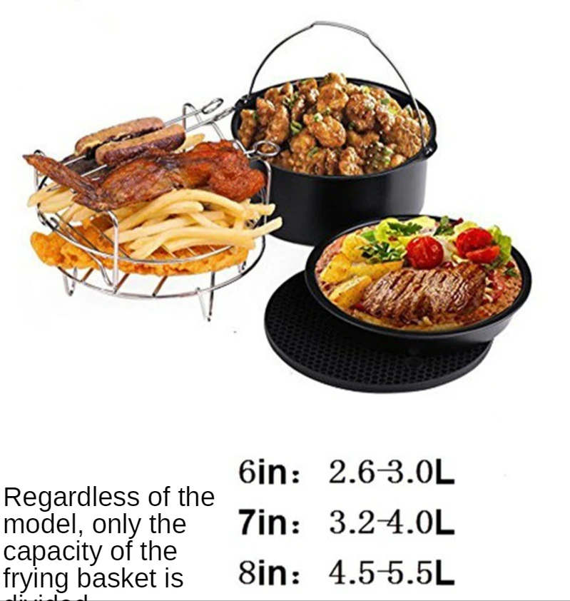 Air Fryer Accessories Five-piece Basket Grill Pizza Baking Tray Double-layer Pot Rack Tools 6/7in Suitable for 3.5-5.8QT
Air Fryer Accessories Five-piece Basket Grill Pizza Baking Tray Double-layer Pot Rack Tools 6/7in Suitable for 3.5-5.8QT