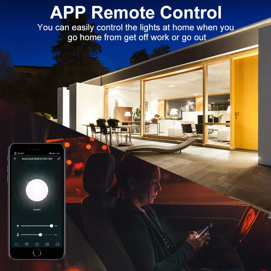 LED Smart Light BulbTuya WiFi E27 Dimmable RGB Bulb 15W AC 220V 110V Smart Light Lamp RGBW RGBWW APP Control Alexa Compatible
