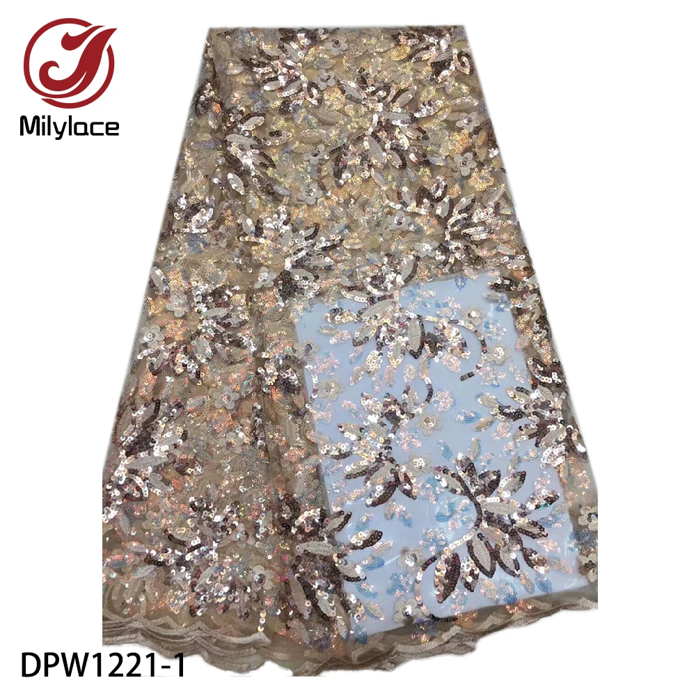 African Lace Fabric 5 Yards High Quality Embroidery French Tulle Lace Fabric with Sequins for Wedding Dresses DPW1221
African Lace Fabric 5 Yards High Quality Embroidery French Tulle Lace Fabric with Sequins for Wedding Dresses DPW1221