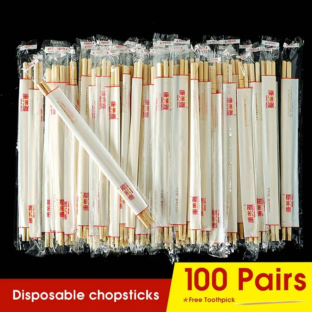 

100Pairs japanese Disposable Bamboo Wood Chopsticks Restaurant Individual Package Chop Sticks Hashi Sushi Food Stick Tableware