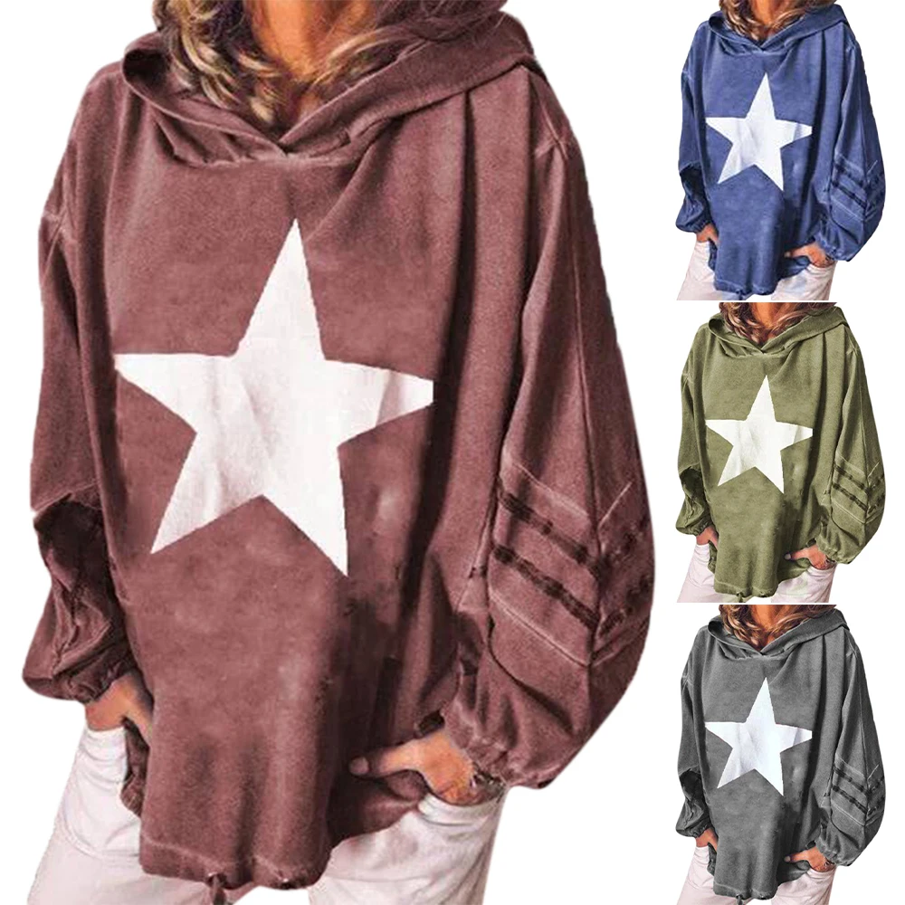Autumn Winter Women Hoodies Sweatshirt Oversized Hoodie Long Lantern Sleeve Star Print Pullovers Women Clothing Loose Hoodies
Autumn Winter Women Hoodies Sweatshirt Oversized Hoodie Long Lantern Sleeve Star Print Pullovers Women Clothing Loose Hoodies