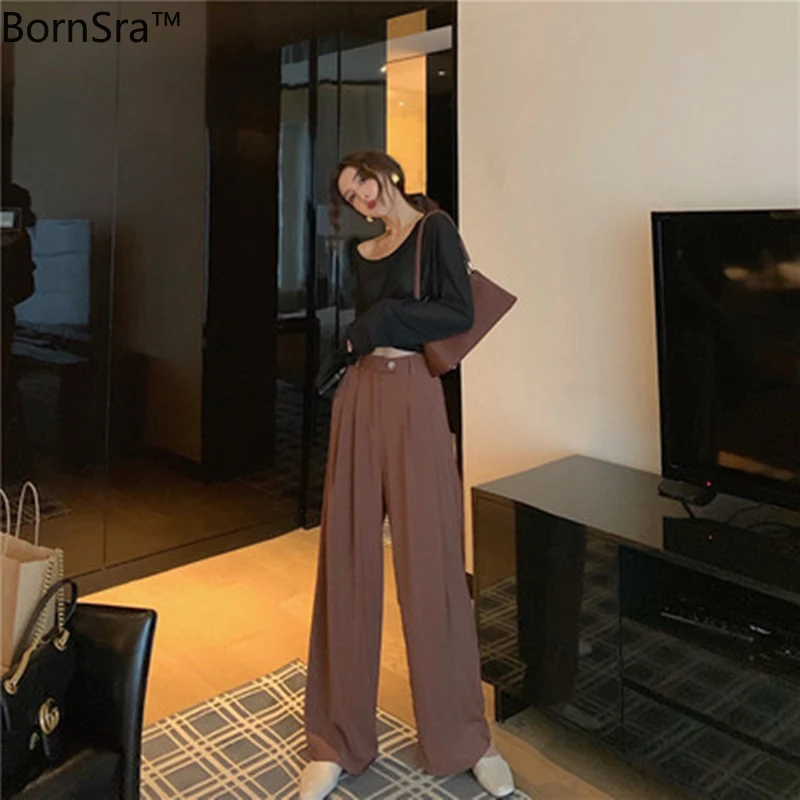 Bornsra High Waist Women Pant Female Spring Autumn 2020 Wide-leg Long Flare Pants Woman Elegant Solid Chic Maxi Trouser Pantalon
Bornsra High Waist Women Pant Female Spring Autumn 2020 Wide-leg Long Flare Pants Woman Elegant Solid Chic Maxi Trouser Pantalon