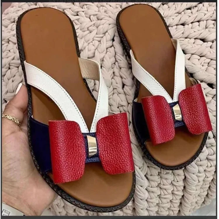 2021 New Ladies Summer Fashion Casual Flat Women's Slippers Color Blocking Bowknot Large Size Sandals Slippers Beach Shoes Mujer
2021 New Ladies Summer Fashion Casual Flat Women's Slippers Color Blocking Bowknot Large Size Sandals Slippers Beach Shoes Mujer