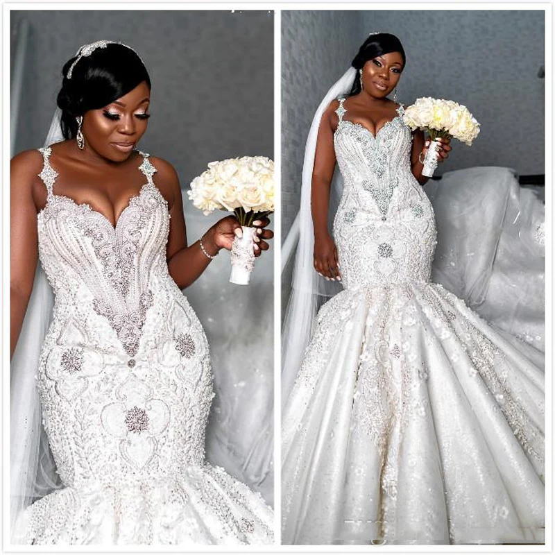 2020 Arabic Plus Size Luxurious Lace Beaded Wedding Dresses Crystals Spaghetti Sexy Mermaid Bridal Gown Vintage robe de mariee
2020 Arabic Plus Size Luxurious Lace Beaded Wedding Dresses Crystals Spaghetti Sexy Mermaid Bridal Gown Vintage robe de mariee