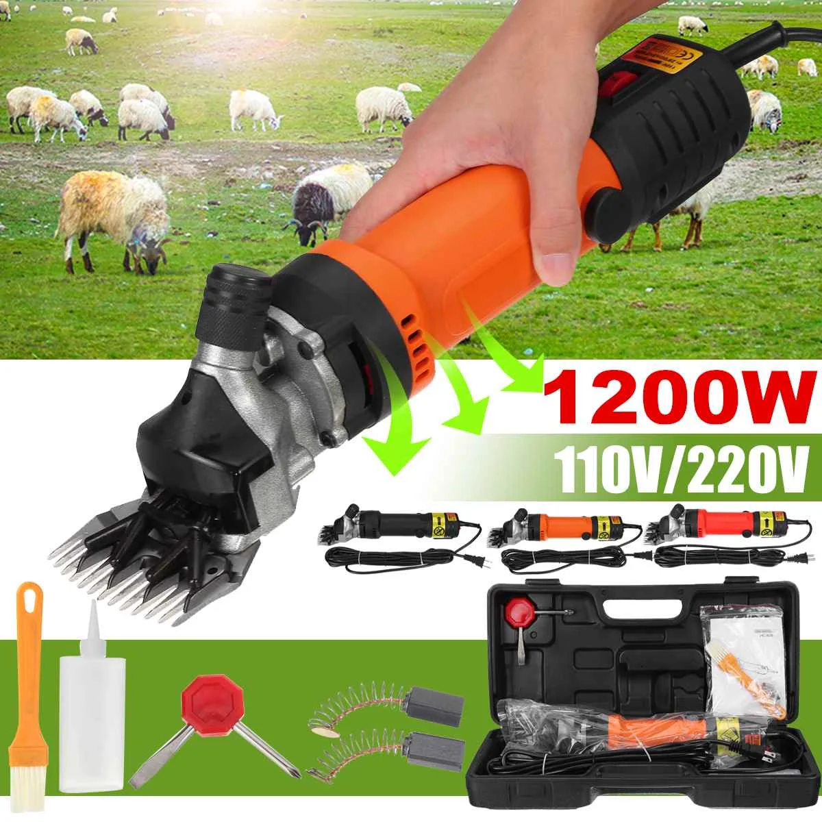 1200W Electric Sheep Goat Shearing Machine 6 Gears Speed Clipper Farm Shears Cutter Wool Scissor Cut Machine Animal Shearing
1200W Electric Sheep Goat Shearing Machine 6 Gears Speed Clipper Farm Shears Cutter Wool Scissor Cut Machine Animal Shearing