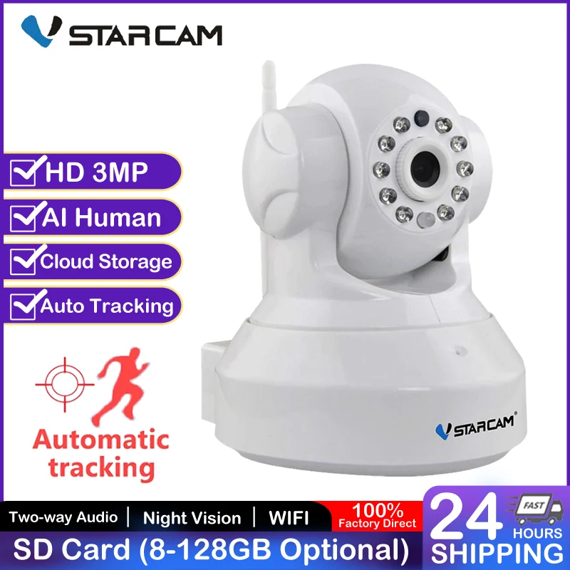 Vstarcam 3MP IP Camera 360 degree Humanoid Recognition Auto Tracking Wifi Camera IR CCTV Video Security Camera Remote View C37S
Vstarcam 3MP IP Camera 360 degree Humanoid Recognition Auto Tracking Wifi Camera IR CCTV Video Security Camera Remote View C37S