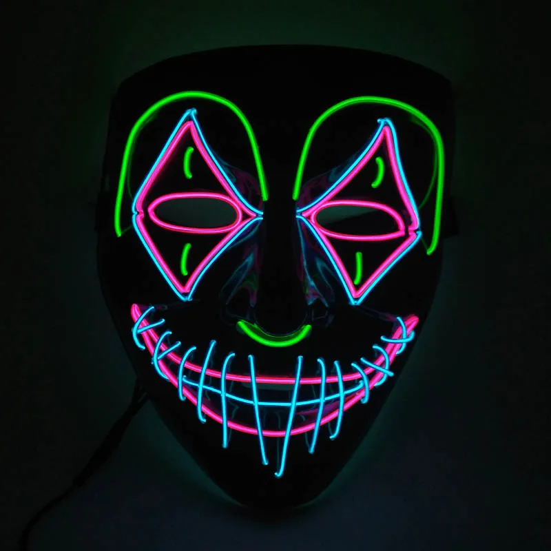 

Halloween Glowing Horror Face EL Wire Mask Cosplay Party Decoration Carnival Rave Luminous LED Monster Mask