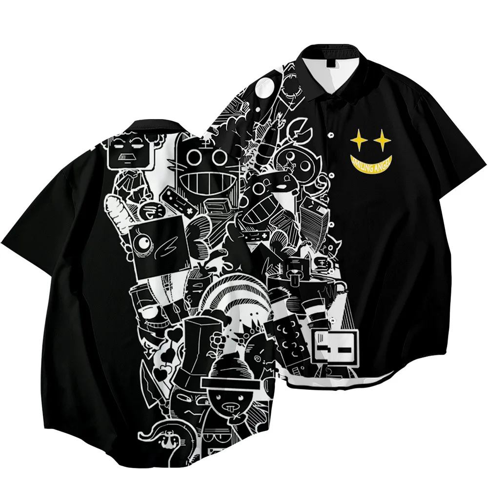 Men Black Cartoon Printing Shirts camisa masculina Hawaiian Shirt Hip Hop Streetwear Short Sleeve For Men Holiday Beach Shirts
Men Black Cartoon Printing Shirts camisa masculina Hawaiian Shirt Hip Hop Streetwear Short Sleeve For Men Holiday Beach Shirts