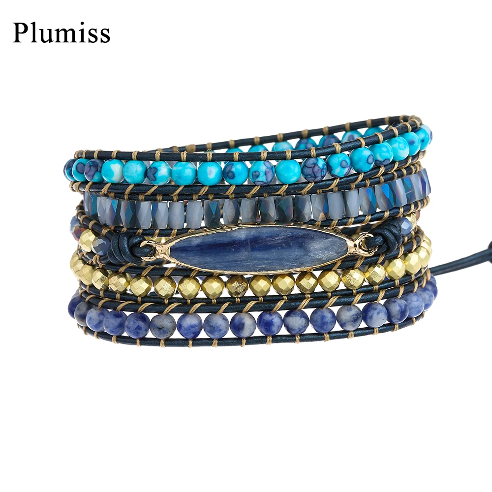 Plumiss Natural Stone Crystal Wrap Bracelet for Women 5 Layers Beaded Bracelets Charms Blue Kyanite Jewelry Healing Properties
Plumiss Natural Stone Crystal Wrap Bracelet for Women 5 Layers Beaded Bracelets Charms Blue Kyanite Jewelry Healing Properties